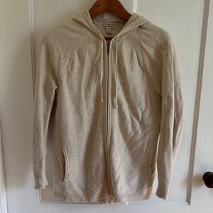 L.L. Bean Men's Cream Zip-Up Hooded Sweater